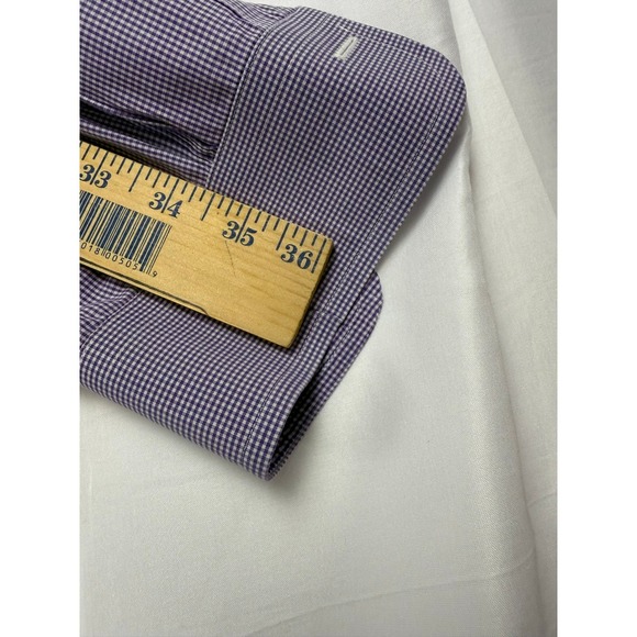 Brooks Brothers Mens Slim Fit Non Iron Gingham‎ Dress Shirt Purple Size L - Picture 7 of 7
